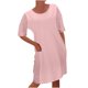 thumbnail image 1 of Vestido largo de lino y algodón de manga corta de color sólido informal de moda de verano para mujer Pompotops ghjkhdj13947, 1 of 5