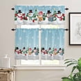 thumbnail image 2 of Cute Snowman Kitchen Curtains and Valances Set, Snowflake Winter Blue Christmas Rod Pocket Window Valance 18 Inch Window Curtain Panels for Living Room Bedroom Laundry, 27.5x24in, 3 Pieces, 2 of 7