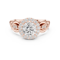 Zuwelria Moissanite Engagement Rings | 1.24 Ct Round Cut Moissanite Bridal Ring - Wedding Ring for Women | Twisted Halo with Accents Rings | 18K Rose Gold Plated Silver Size 5