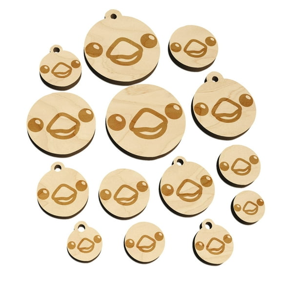 Cute Bird Face Wood Mini Charms Shapes DIY Craft Jewelry - With Hole - Various Sizes (16pcs)