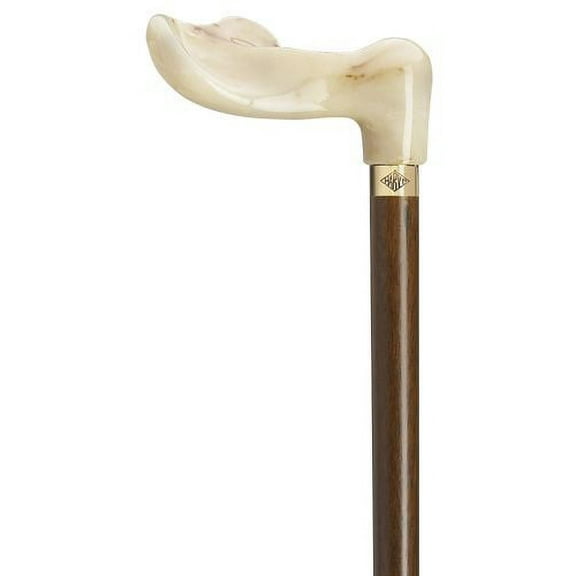 Walking Cane Palm Grip Cane Walnut Shaft White Marbleized Right Handle