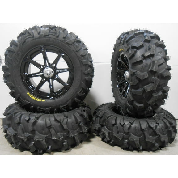 MSA Black Diesel 14" UTV Wheels 28" Blackwater Tires Kawasaki Teryx Mule