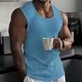 thumbnail image 4 of Domuza Men's Workout Tops 2026 Summer Gym Fitness Athletic Tank Tops Casual Crewneck Texture Muscle Fit Comfy Vests Light Blue L, 4 of 4