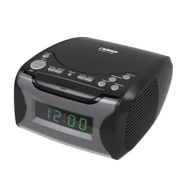 Radio despertador Naxa con reproductor de CD y puerto de carga USB