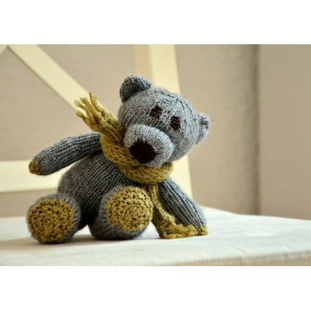 Knitted Teddy - Canvas Print Knitted Cute Wool Teddy Bear Friendly Bear Stretched Canvas 10 x 14