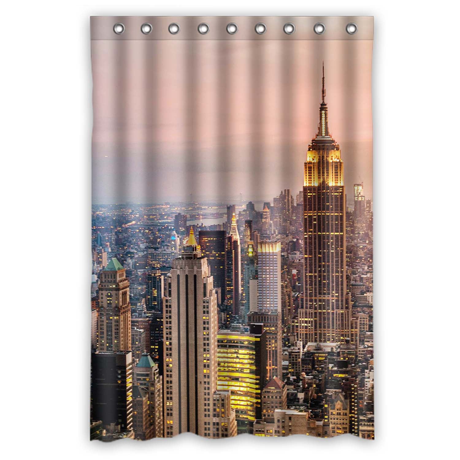 YKCG Cityscape New York Skyline at Teilight Shower Curtain Waterproof