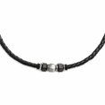 thumbnail image 1 of Stainless Steel Brushed Black Ip-Plated Leather & Rubber Necklace Made In China -Jewelry By Sweet Pea, 1 of 7