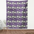 thumbnail image 4 of Ambesonne Magnolia Fabric by the Yard Upholstery, Retro Garden Art Blossoms, 3 Yards, Pale Green and Plum, 4 of 5