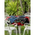 thumbnail image 2 of Outdoor Tablecloth with Umbrella Hole and Zipper, Red Christmas Balls Round Table Cloth 54 Inch Waterproof Tablecloth, Winter Snowflakes Xmax Berry Plaid Picnic Table Cover for Patio Camping, 2 of 7