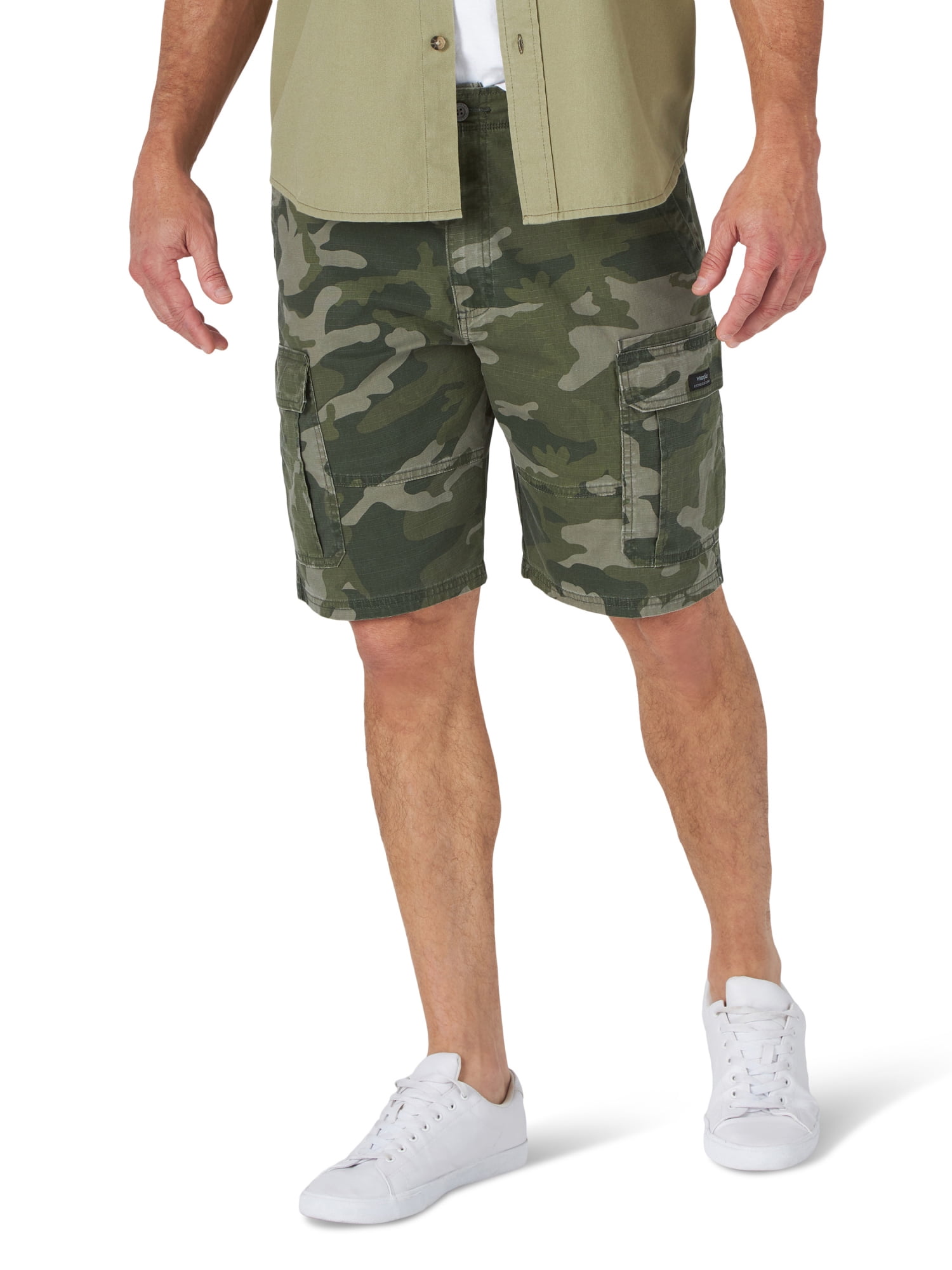 X-Future Mens Casual Multi-Pockets Loose Cotton Military Ripstop Camo Print Cargo Shorts 