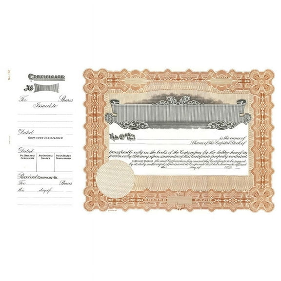 Goes 132 Corporate Stock Certificate Form, Stock Certificate Forms, Size 8-1/2" x 15", Printable, Laser or Ink Jet Compatiable (Pack of 5)