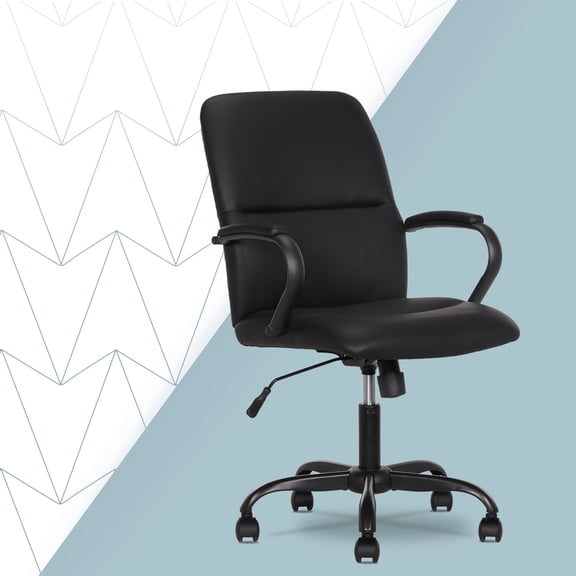Click 365 Adult Polyurathane Mid Back Indoor Commercial Ergonomic Office Chairs Hardware Kit, Black