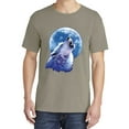 thumbnail image 2 of Wild Bobby, Wolf Howling at The Moon, Animal Lover, Garment-Dyed Washed Look Short Sleeve T-Shirt, Sand, Large, 2 of 3