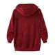 thumbnail image 5 of Gibobby Chamarra mujer, Chamarra de forro polar mullida para mujer, con capucha, bloque de color, patchwork, abrigos, de gran tamaño, mullida, Sherpa con bolsillos(Vino,CH), 5 of 5