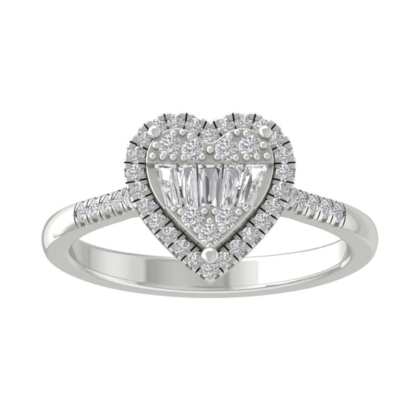 Araiya Sterling Silver Diamond Heart Ring for Women (1/2 cttw, I-J Color, I2-I3 Clarity), Size 7