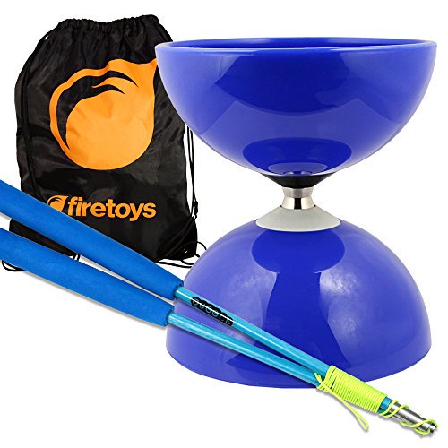 Blue Big Top - Juego de Diabolos con cojinetes gigantes Blue Superglass Diablo Sticks Diabolo String & Bag! Juggle Dream 734548241341