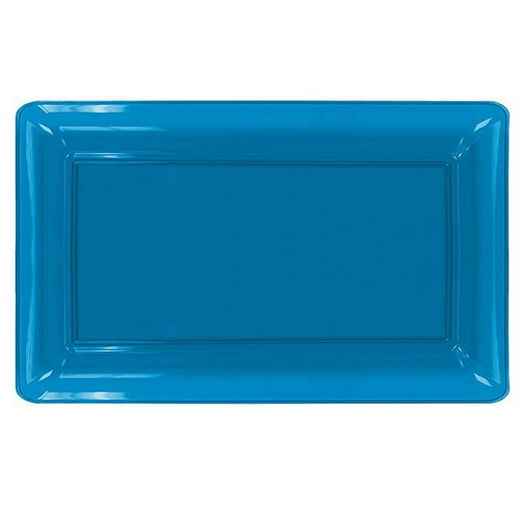 1 - Party Essentials 12" X 18" Heavy Duty Rectangular. Tray- Neon Blue