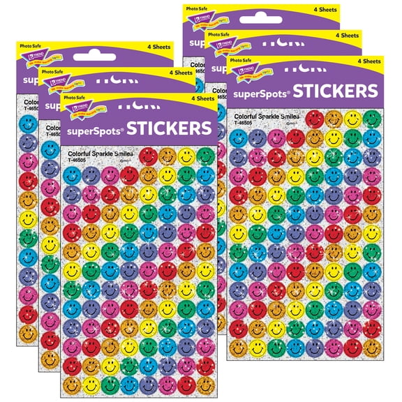 TREND Colorful Smiles superSpots Stickers-Sparkle, 400 Per Pack, 6 Packs