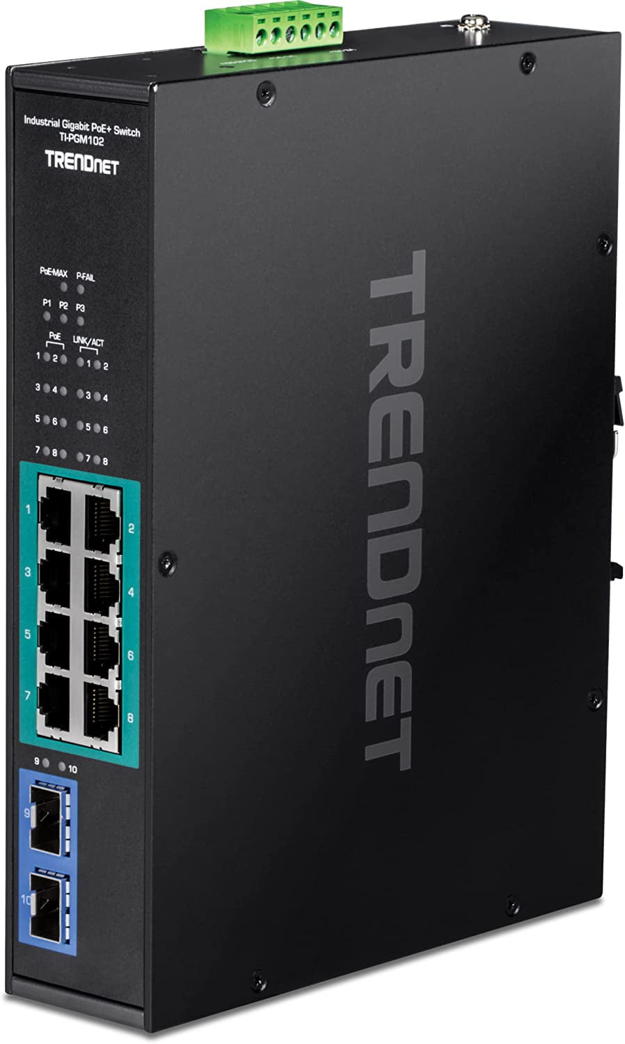 TRENDnet  TI-PGM102, 10-Port Industrial Gigabit PoE+ DIN-Rail Switch 
-20° – 65°C (-4° – 149°F)