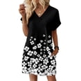 thumbnail image 2 of Women's Fashion Floral Print V-Neck Short Sleeve Dress with Pocket, Casual Pullover Summer Dress, Comfortable Loose Fit, Stylish Daily Wear,White,3XL, 2 of 8