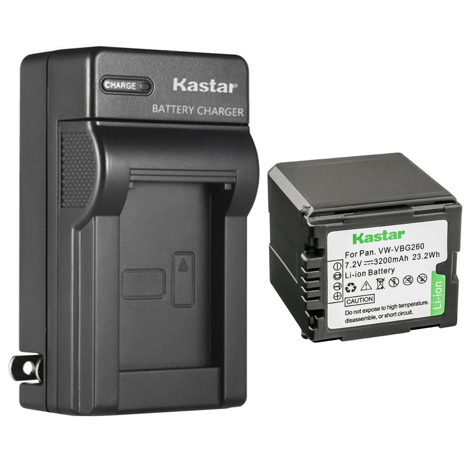 Kastar 1-Pack VW-VBG260 Battery and AC Wall Charger Replacement for Panasonic HDC-HS100 HDC-HS100GK HDC-HS200 HDC-HS250 HDC-HS250K HDC-HS300 HDC-HS300K HDC-HS300P HDC-HS300PC HDC-HS350