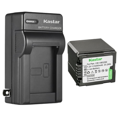 Kastar 1-Pack VW-VBG260 Battery and AC Wall Charger Replacement for Panasonic HDC-HS700 HDC-HS700K HDC-MDH1 HDC-MDH1GK HDC-SD9 HDC-SD9EG-K HDC-SD9EG-S HDC-SD9GK HDC-SD9-8GB
