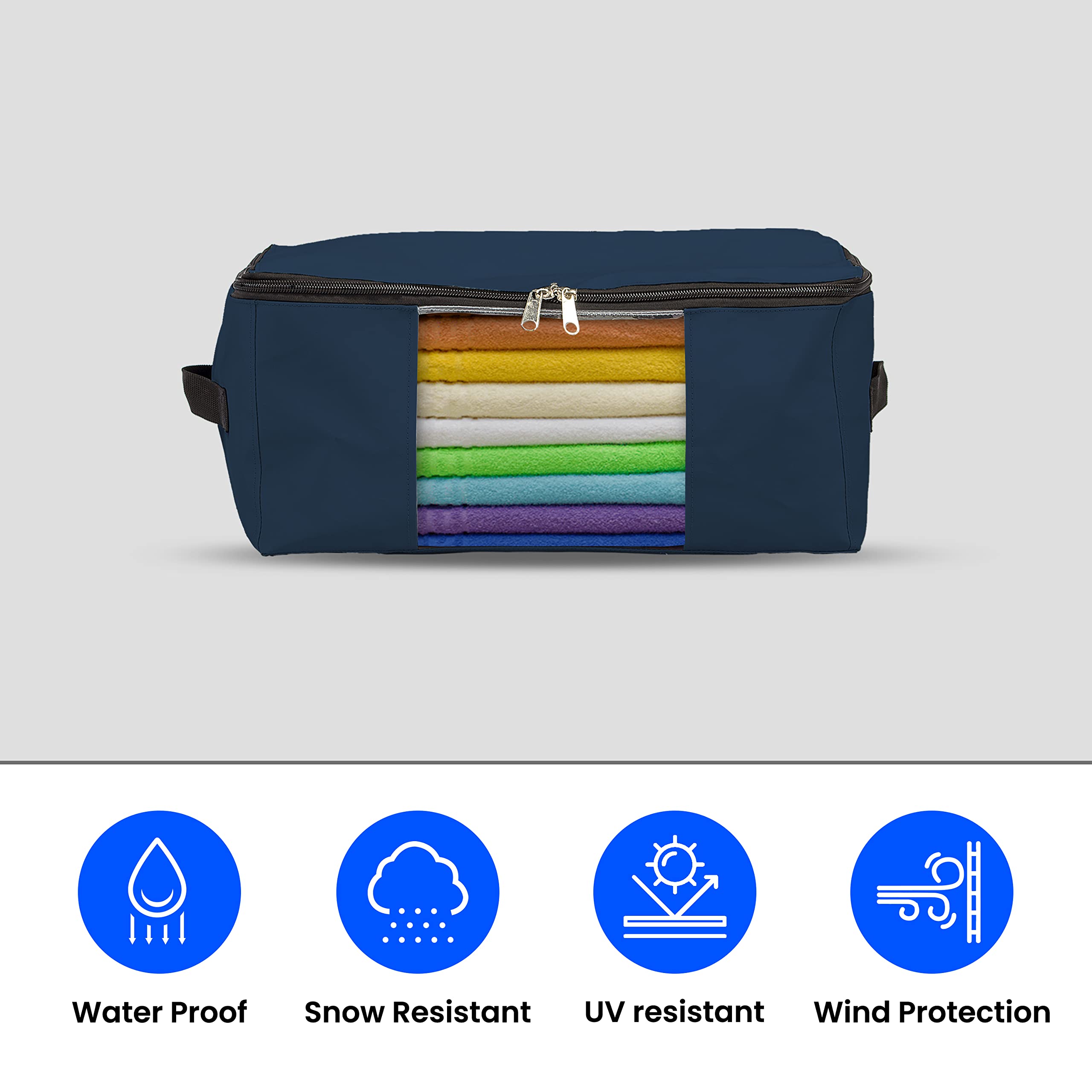 COVERS&ALL Storage Bags, Made of 12 Oz Waterproof, UV-Resistant & Tear-Proof Cover Max Fabric, Multipurpose for Indoors/Outdoors (Pack of 5, Blue)