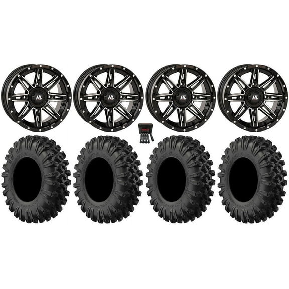High Lifter HL22 14" Wheels Machined 30" MotoRavage XL Tires Can-Am Commander Maverick Renegade Outlander Defender