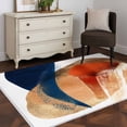 thumbnail image 3 of 4'x6' Area Rugs, Navy Blue Burnt Orange Indoor Outdoor Area Rug for Living Room Bedroom, Geometric Abstract Contemporary Washable Bathroom Rugs Kitchen Floor Carpet Mats Home Decor Aesthetic, 3 of 8
