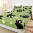 thumbnail image 4 of jejeloiu Cartoon Cat Paw Print Full Size Sheets Kids,Cute Kitten Pattern Bed Sheets,4pcs, 4 of 6