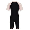 thumbnail image 5 of iiniim Kids Girls One Piece Surfing Wetsuit Zip Front Shorts Swimsuit UV Sun Protection Rash Guard Swimwear Pink&Black 6, 5 of 6