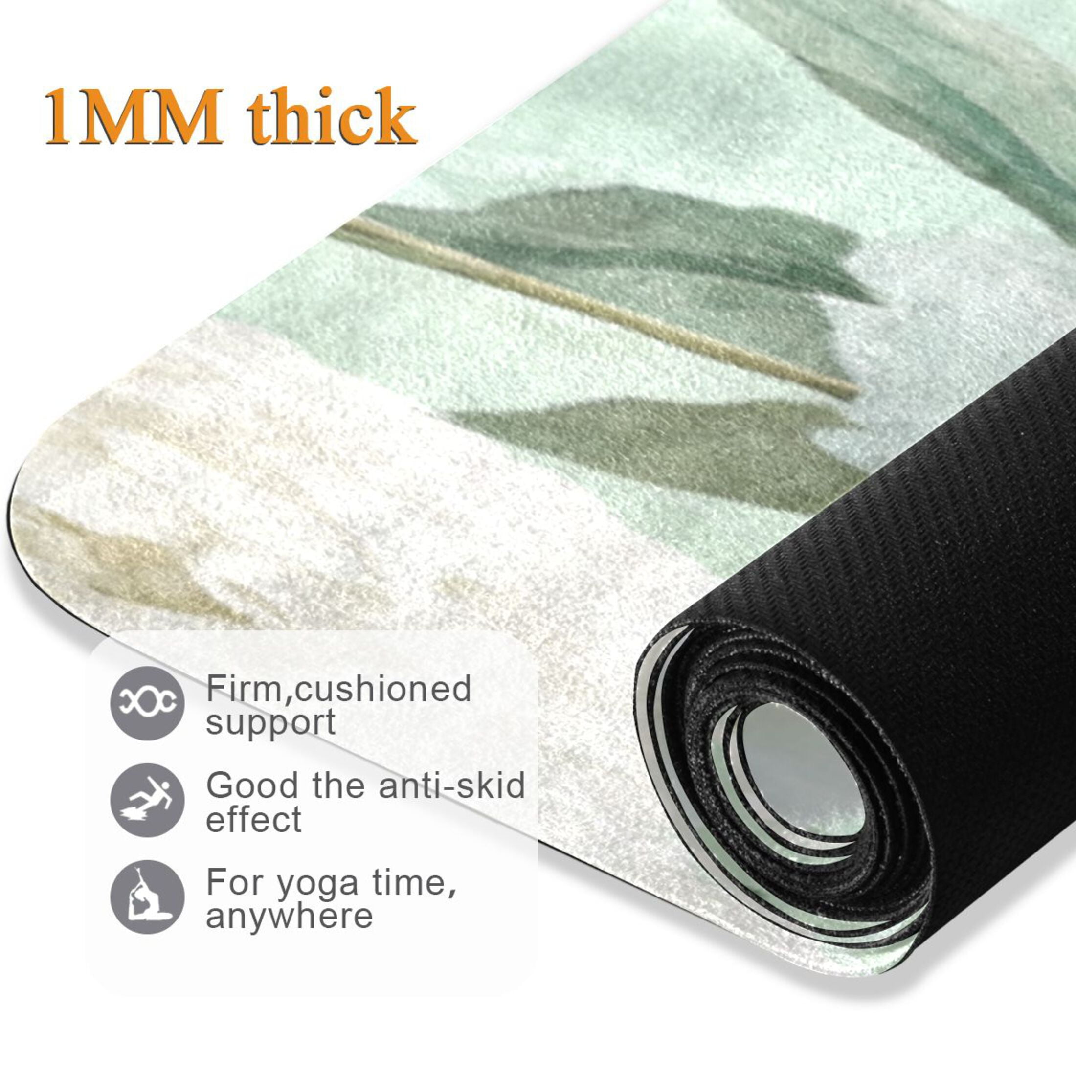 BZSMCE Yoga Mat Women Fitness Mat Peonies with Gentle Foliage Pattern