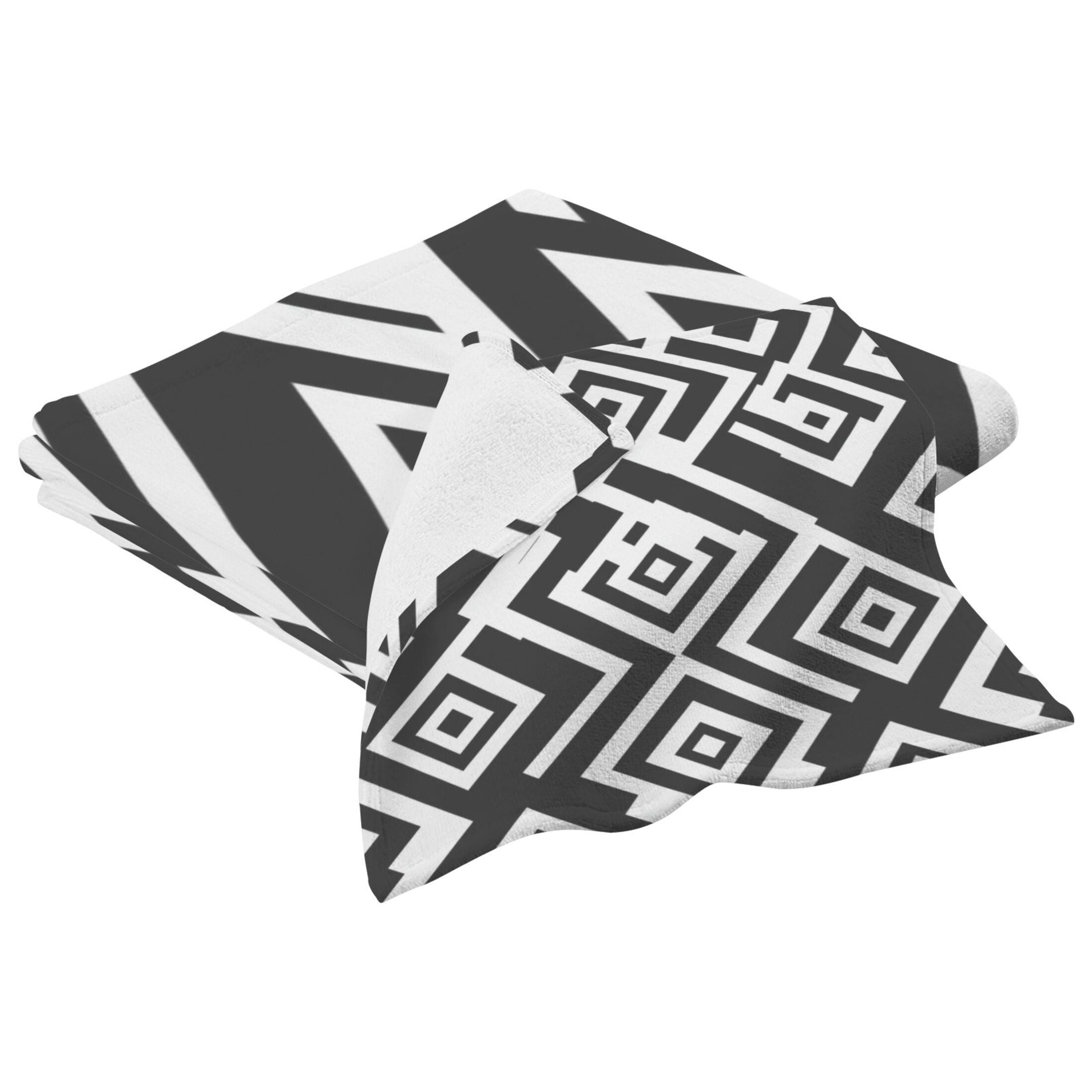 Black and White Texture 2 Piece Cotton Bath and Face Towel Set Soft and Absorbent, for Beach Pool Bathroom