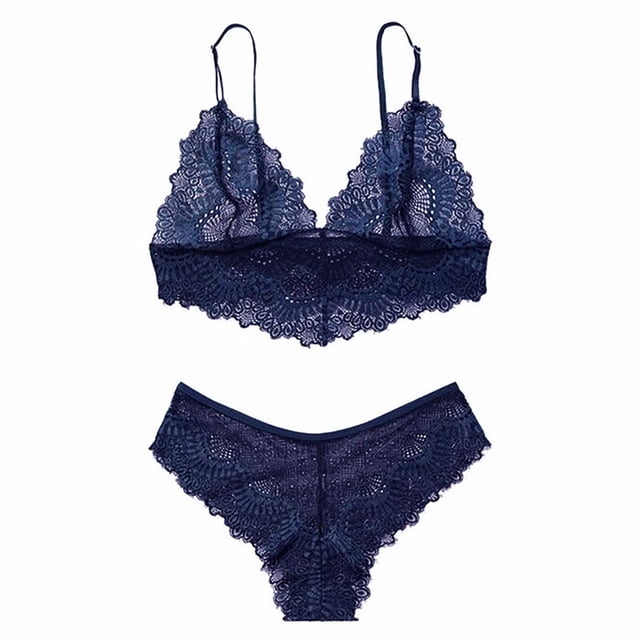 Gibobby Ropa sexy de mujer para sexo Conjunto de ropa interior de encaje para mujer, conjunto de ropa interior y ropa interior de encaje con correa(Azul, M)