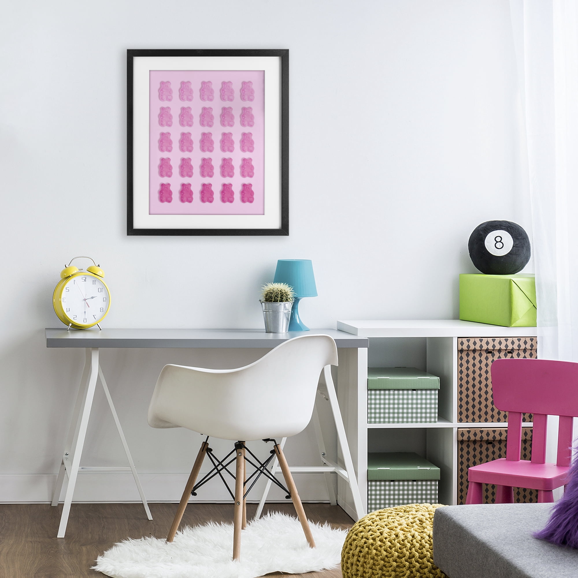 Stupell Industries Gradient Pastel Pink Bears Black Framed Print Under Glass, design by LISH Creative