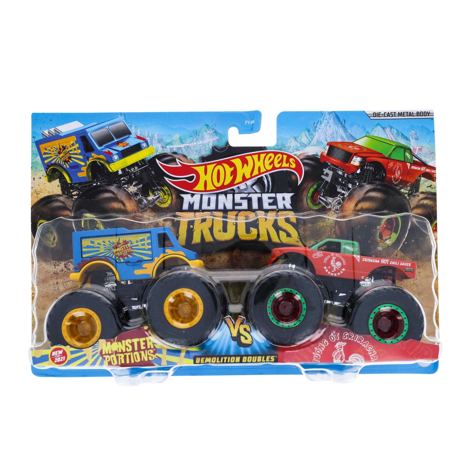 Hot Wheels Monster Trucks Demolition Doubles, Set of 2 Toy Monster Trucks  in 1:64 Scale (Styles May Vary)