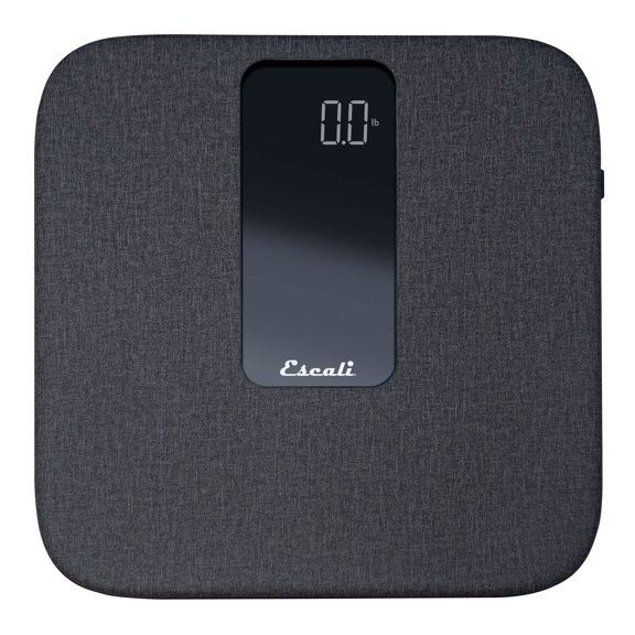 Báscula de baño digital antideslizante Escali ComfortStep para peso corporal con plataforma de lino extraíble y alta capacidad de 400 lb (pilas incluidas).