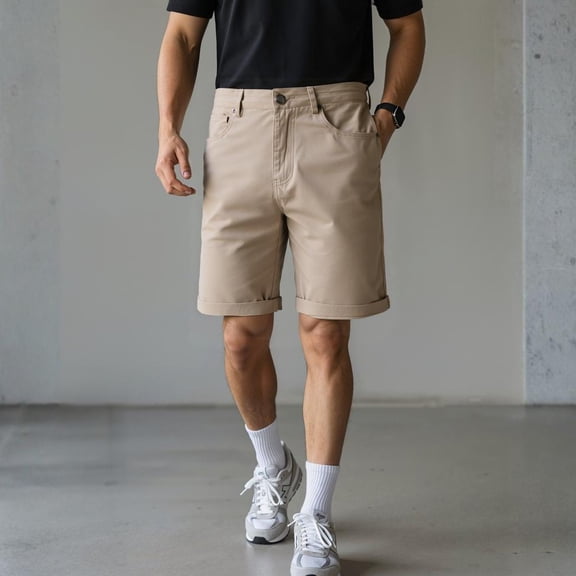 CYiJun Chino Shorts for Men,Mens Summer Classic Stretch Cotton Twill Casual Dress Shorts with Pockets