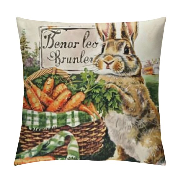 Easter Lumbar Pillow Cover Spring Farmhouse Bunny Truck Carrots Rabbit Decor Spring Outdoor Decorative Throw Cushion Case for Sofa Couch Home Bed