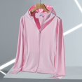 thumbnail image 4 of Delayuji Womens Coat Solid Color Hooded Sun Protection Long Sleeve Jacket Lightweight Ice Silk Sports Outdoor Zipper Jacket, 4 of 6