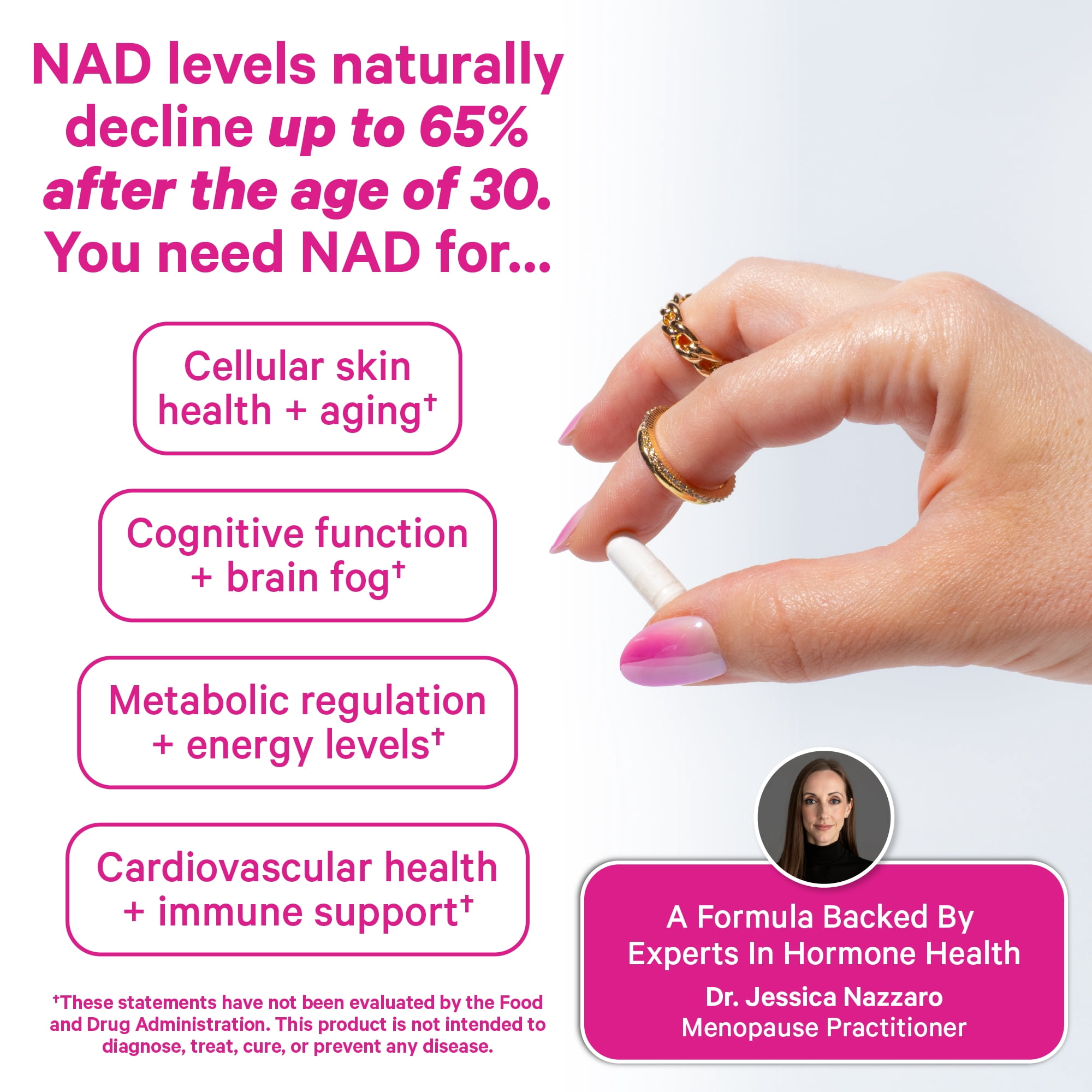Pink Stork 500 mg NAD+ Supplement- Nicotinamide Riboside