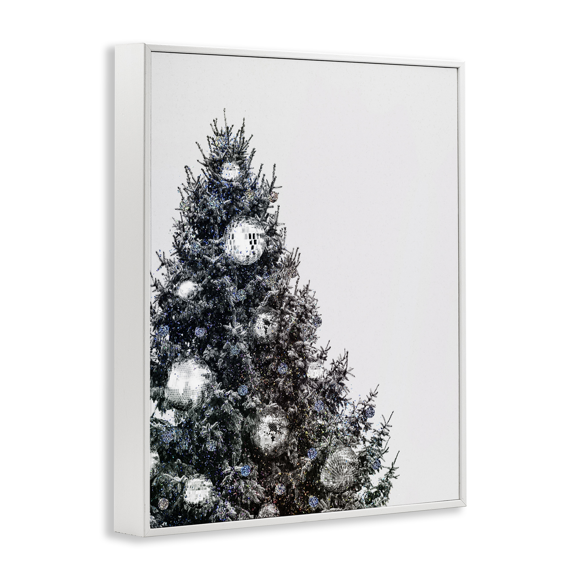 Stupell Industries Disco Ornaments on Tree Holiday Painting White Framed Art Print Wall Art, 16 x 20