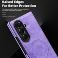 thumbnail image 4 of Magnetic for Samsung Galaxy Z Fold 7 PU Leather Case, Compatible with Magsafe, Built-in Invisible Stand, Premium Ultra Slim Adjustable Kickstand Protective Phone Case for Galaxy Z Fold 7, Purple, 4 of 9