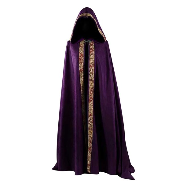 Mens Halloween Hooded Cloak Costumes Party Cape Men's Long Lace-Up Cape Church Clergy Solid Color Pattern Pattern Print Loose Cape Cape Halloween Coat
