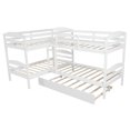 thumbnail image 6 of Twin L-Shaped Corner Bunk Bed and Loft Bed with Trundle Solid Wood Twin Bunk Bed Loft Bed with Guardrail, 5 Bed Bunk, 6 of 7