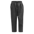thumbnail image 3 of DeHolifer Women's Capri Pants with Pockets Cotton Linen Workout Out Leggings Stretch Waist Pocket Yoga Gym Cropped Trousers Dark Gray XXL, 3 of 4