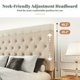 thumbnail image 6 of Amolife King Linen Fabric Upholstered Platform Bed Frame with Adjustable Headboard, Diamond Button Tufted Style, Beige, 6 of 8