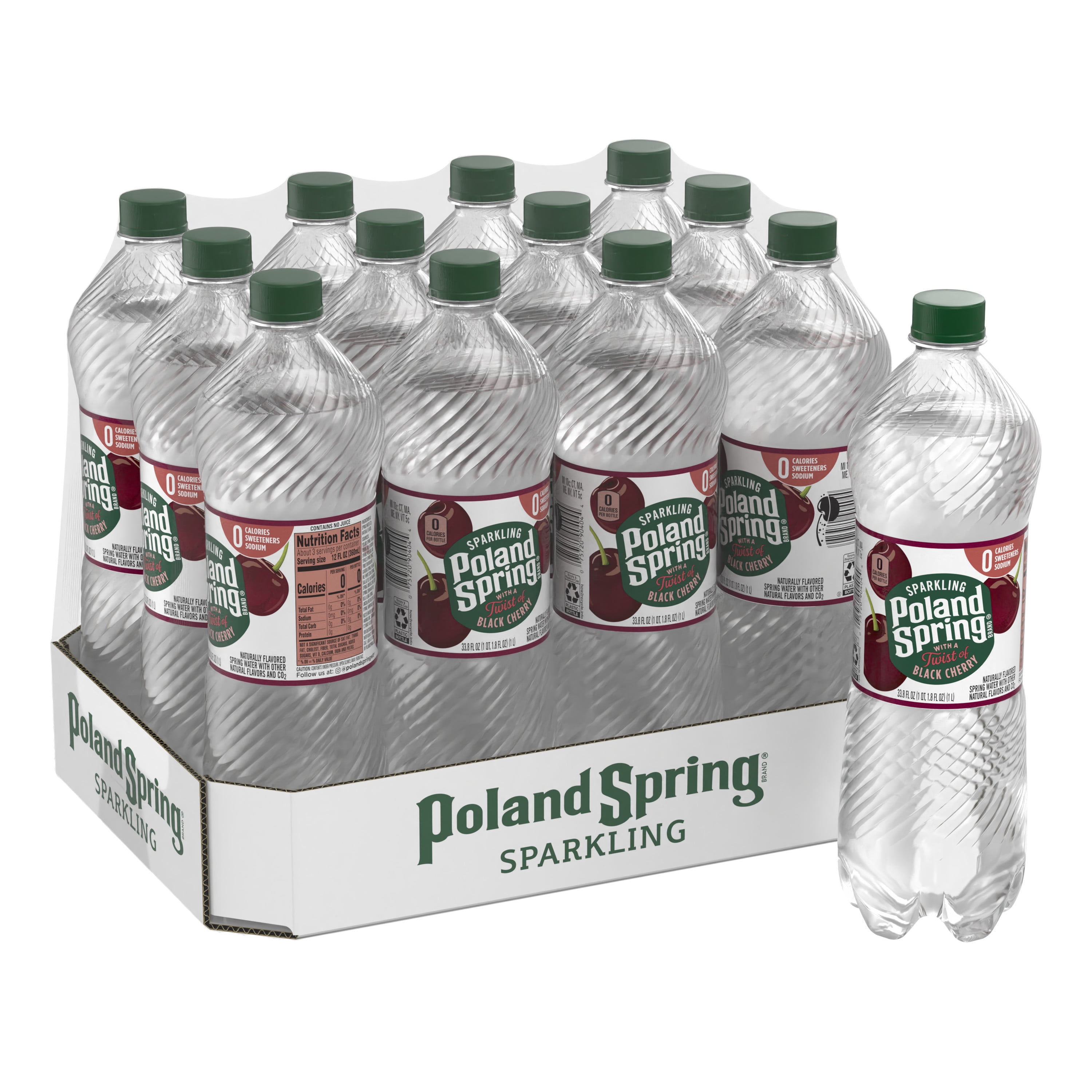 Poland Spring Sparkling Water, Black Cherry, 33.8 oz. Bottles (Pack of