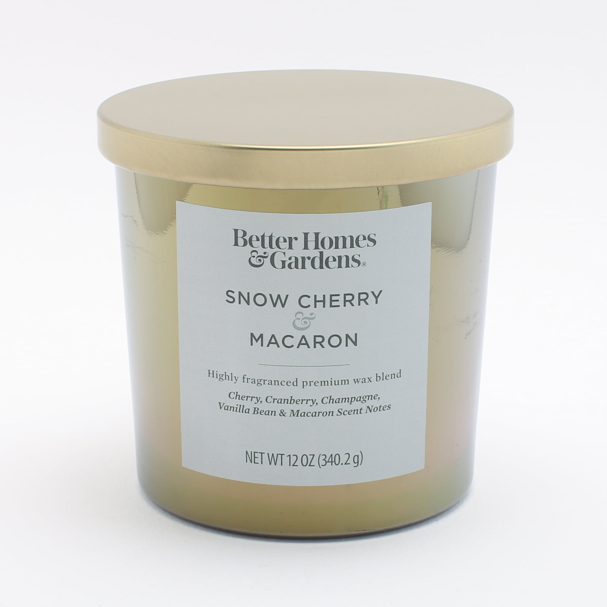 Better Homes & Gardens 12oz Snow Cherry & Macaroon Scented Iridescent Single-Wick Jar candle