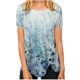 thumbnail image 2 of ICHUANYI Clearance Womens Tops Irregular Hem Summer Printing Tees Tops Spring Crewneck Short Sleeve Casual Blouses(Light Blue, XXL) ICHUANYI WER2023081008218, 2 of 5